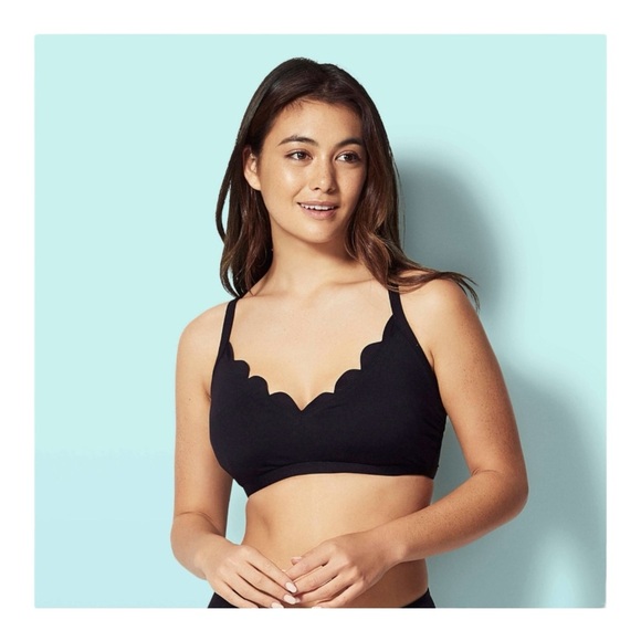 Seafolly Petal Edge triangle D cup bikini top in black NWT - Picture 1 of 9